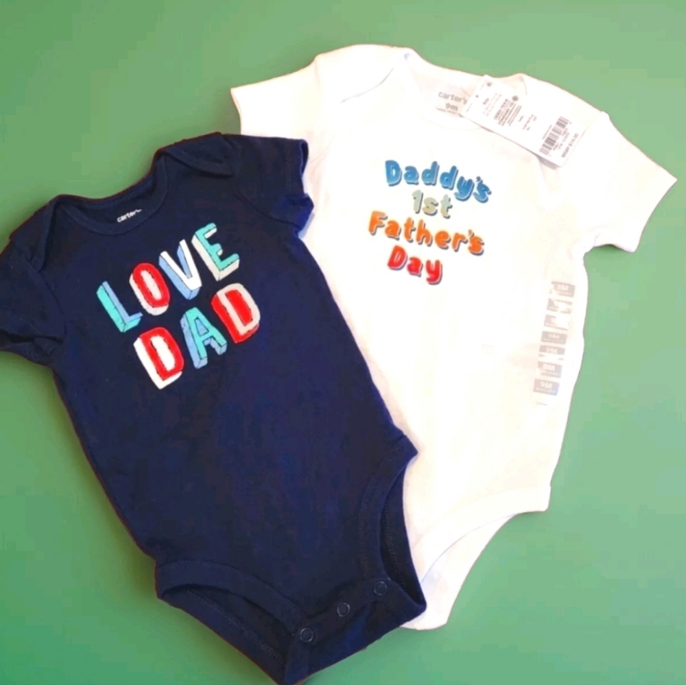 NWT Carter's 1st Father's Day Onsie & Love Dad Onsie bundle Size 9 & 6 months